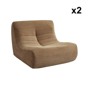 Chauffeuse velours côtelé 2 places taupe L 91 x P 105 x H 72 cm - SOKOL