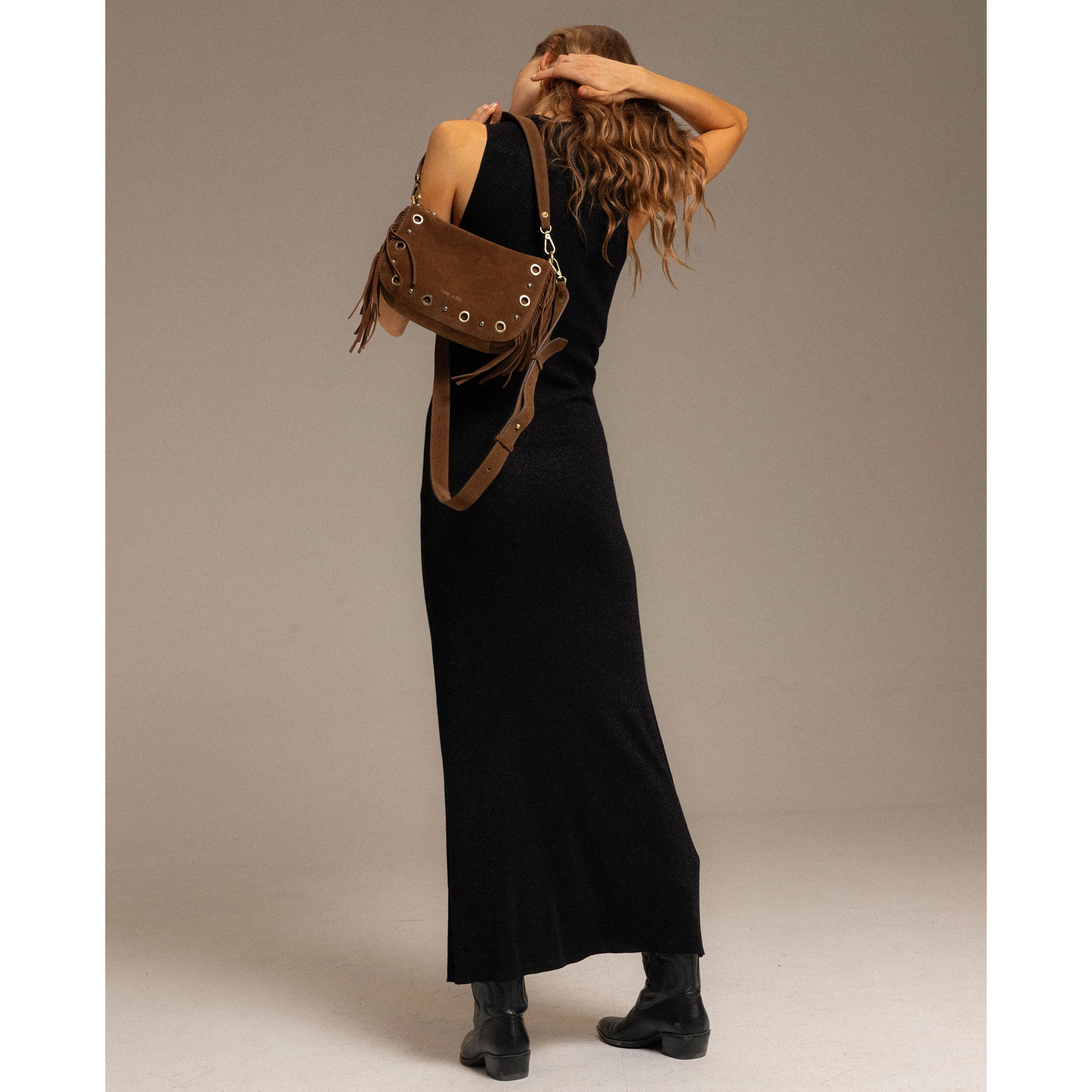 Vestido largo de punto con brillo