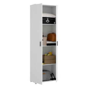 Armadio multiuso Serro, Mobile multifunzione portascarpe, Guardaroba a 2 ante, 61x35h190 cm, Bianco