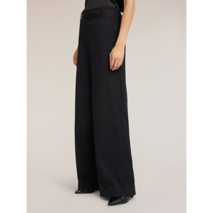 Motivi - Pantaloni palazzo in cady con cintura - Nero