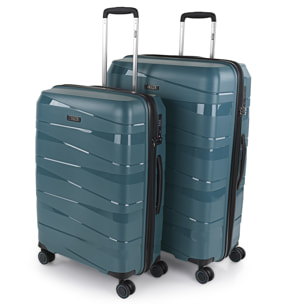 Juego De Maletas Rígidas Pp Jaslen Stuttgart Azul Metalico