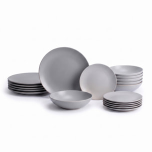 Servizio piatti 18 pezzi in ceramica - GRIGIO