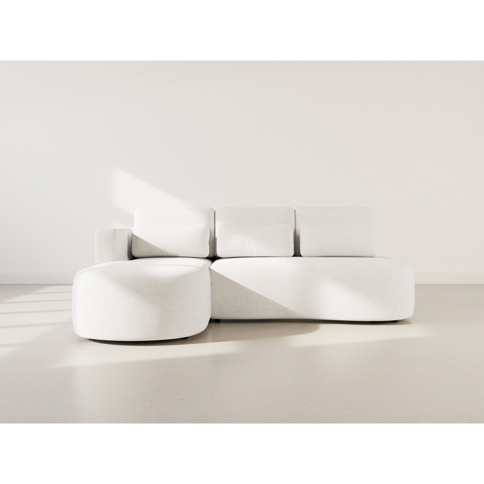 Mahina - canapé d'angle gauche 4 places convertible avec coffre en tissu texturé - Beige