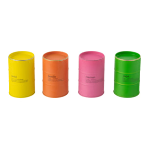 J-Line bougie parfumée Famille Citation Anglais/Français - Mimosa & Rose - mix - 50H - 4 pcs