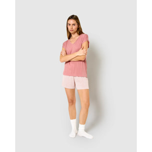 Pijama corto viscosa dune rosa