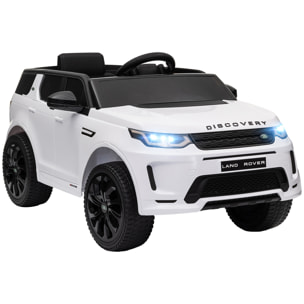 Coche Eléctrico para Niños de +3 Años con Licencia Land Rover Discovery Sport Carro Eléctrico Infantil con Batería 12V Mando a Distancia Arranque Lento Faros Bocina y Música Blanco