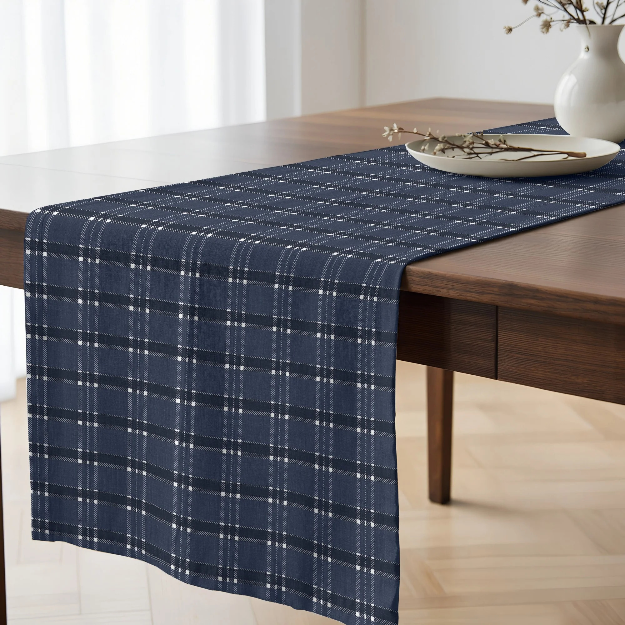 Chemin de table 100% coton Camilo Blue 50x150 cm