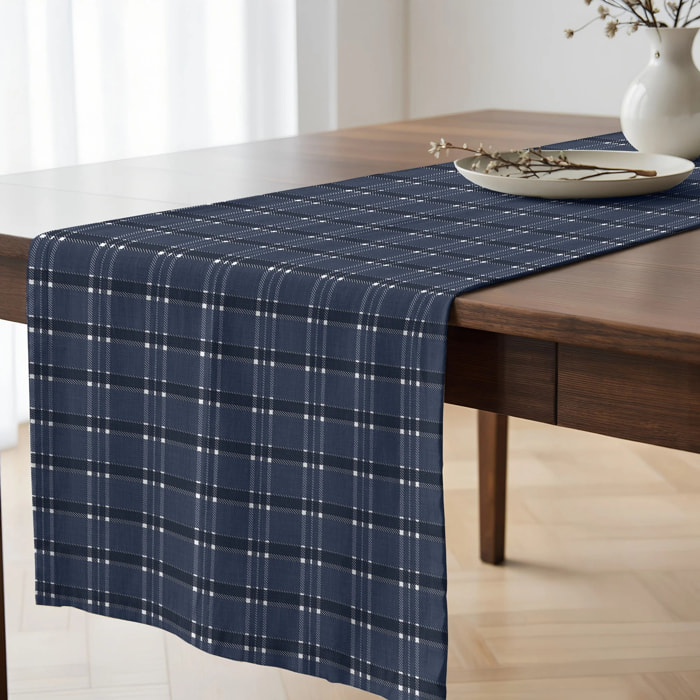 Chemin de table 100% coton Camilo Blue 50x150 cm