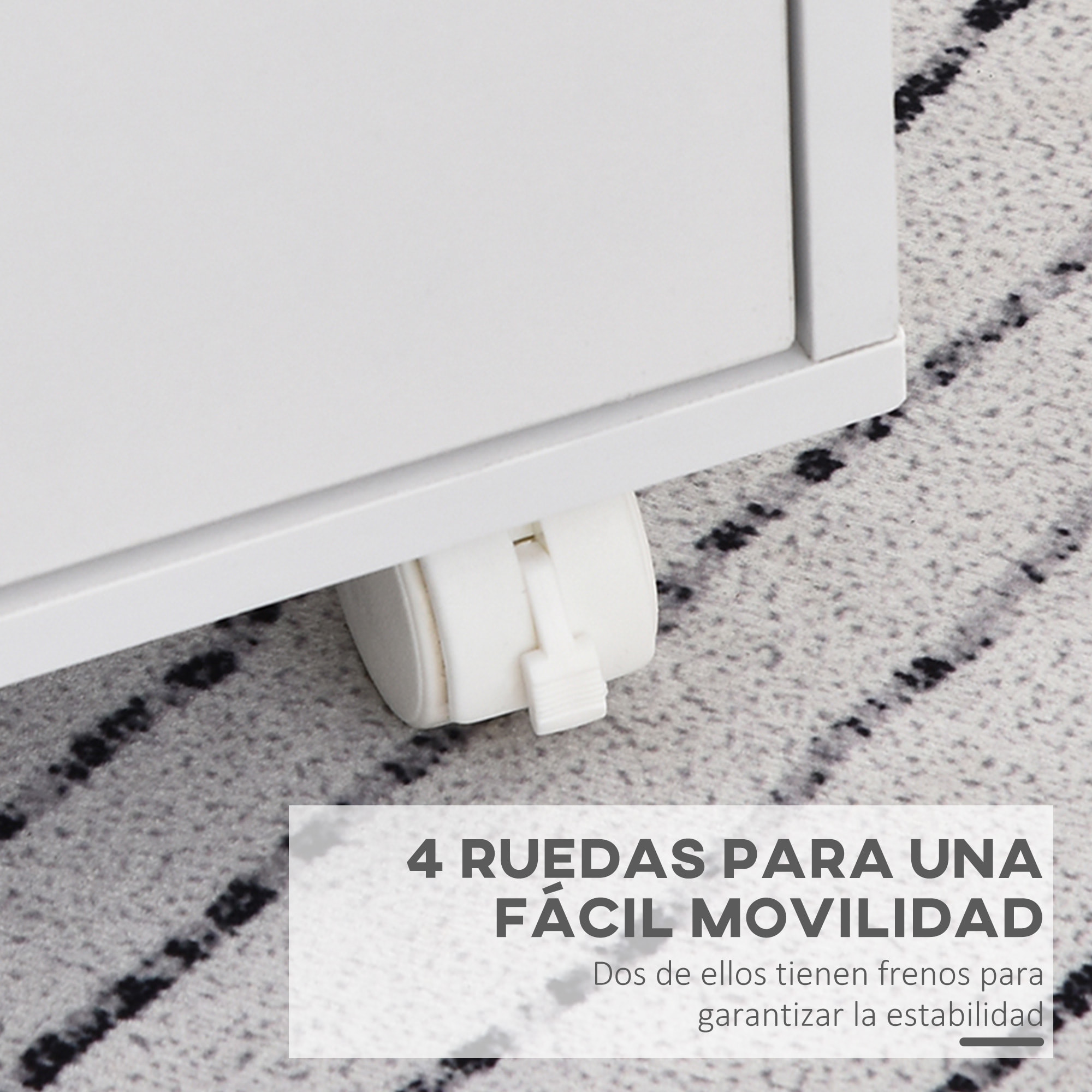 Mueble Auxiliar para Oficina con Ruedas 40x30x83cm Blanco