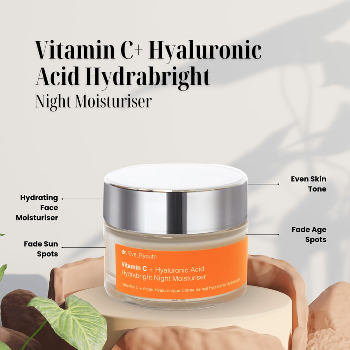 Crema de noche Hydrabright con vitamina C y ácido hialurónico