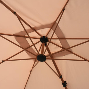 Parasol déporté ETRETAT carré beige 3x3m. mât effet bois