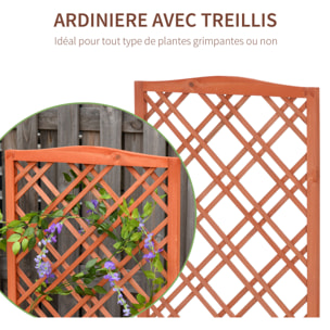 Jardinière avec treillis - bac à fleurs - jardinière sur pied - dim. 60L x 30l x 122H cm bois sapin pré-huilé