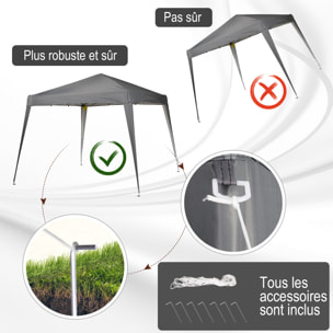 Tonnelle barnum de jardin pop-up pliant 2,4L x 2,4l x 2,5H m acier polyester imperméabilisé anti UV avec sac de transport gris