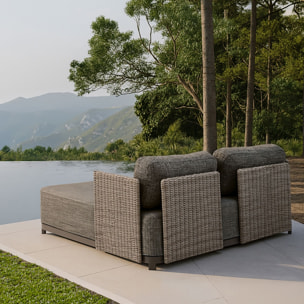 Lit d'extérieur en aluminium et tissu moka 2 places MADRAGUE