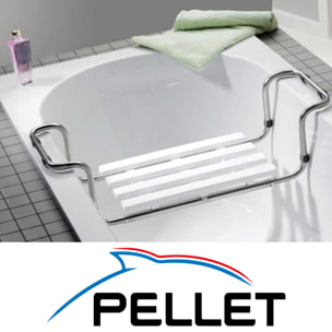 Siège de baignoire PMR PELLET inox 304 extensible + Bandelettes anti-dérapantes PMR PELLET x 12