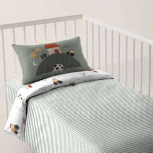 Cool Kids - Funda Nórdica Estampada - Reversible - Infantil - Cierre Solapa - 100% Algodón - Incluye 1 Funda de Almohada - Cuna/Maxicuna - Farm Life