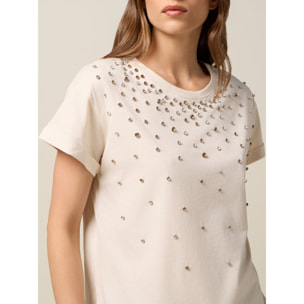 Oltre - Camiseta con bordado de pedrería - Blanco