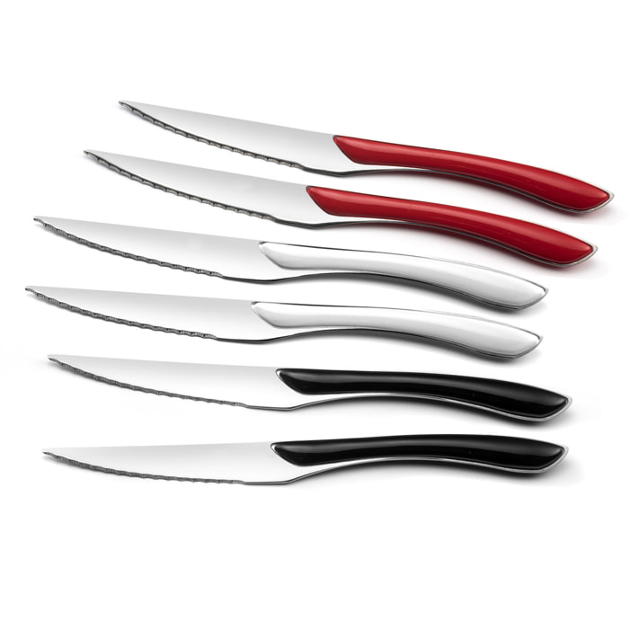 Solstice - Set de 6 cuchillos para carne, colores variados