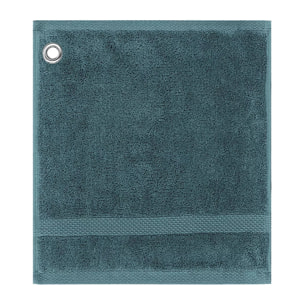 Carre avec oeillet pur coton 550 g/m² uni bleu Elea petrole