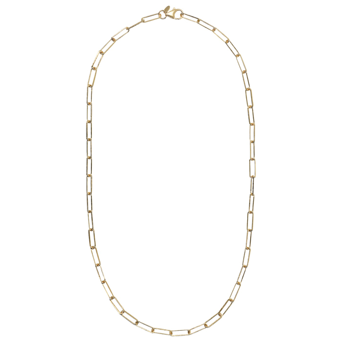 Collana Girocollo con Maglie Rettangolari Martellate placcate Oro Giallo 18Kt