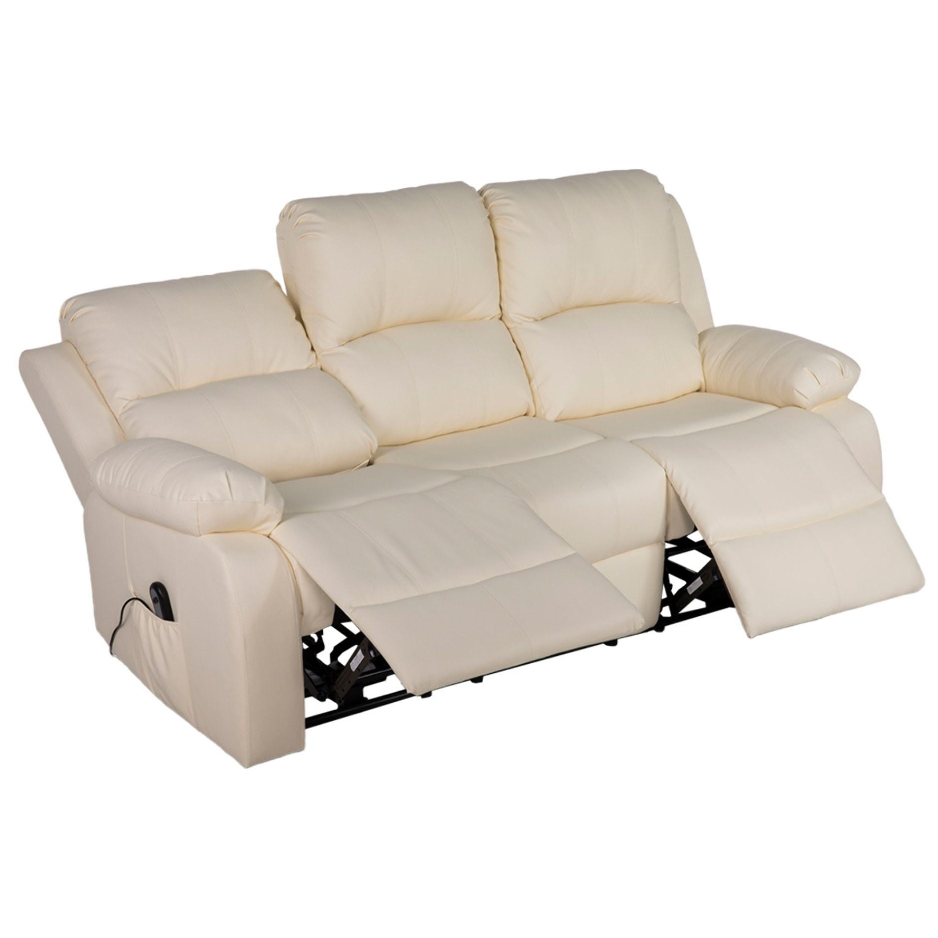 Armand - Canapé 3 places relax électrique en simili - Beige