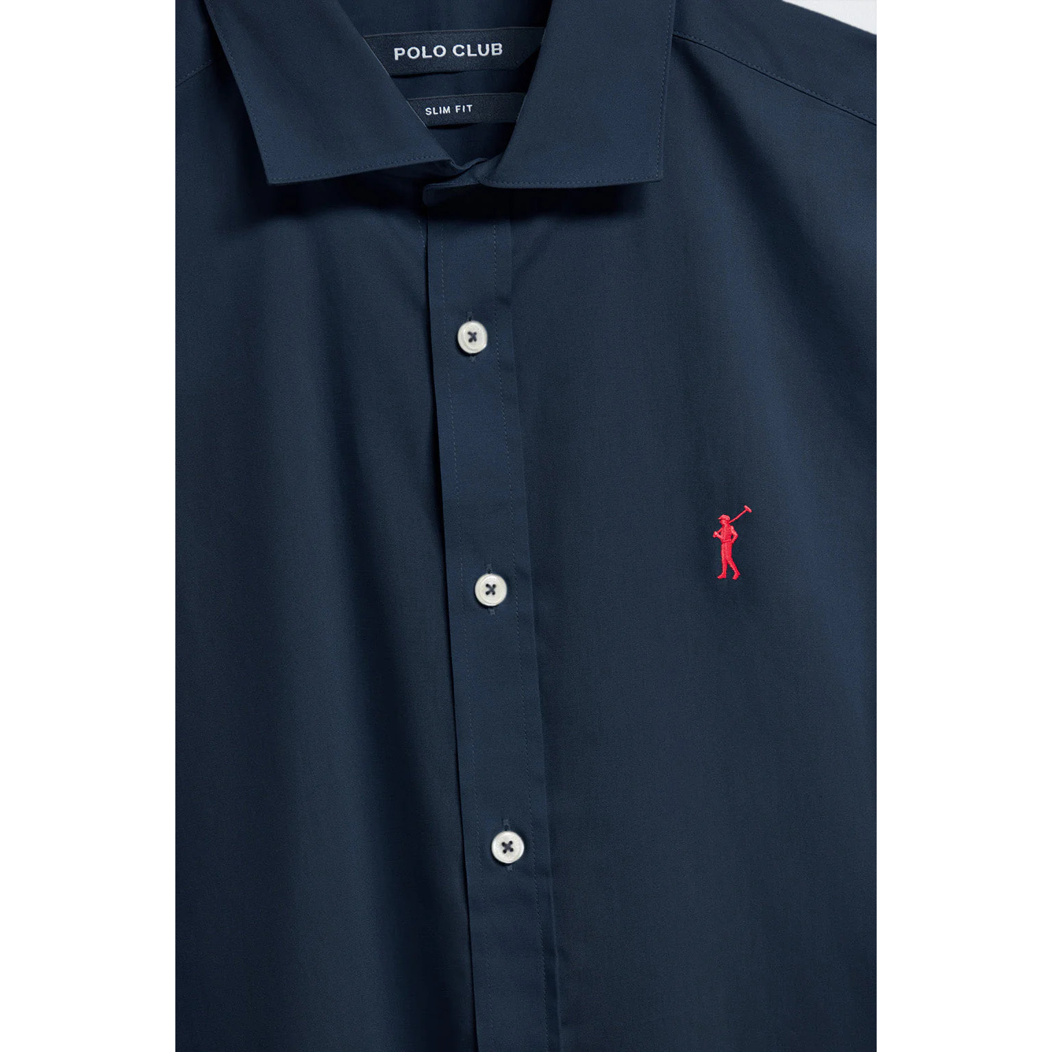 Camisa slim de popelín azul marino con logo bordado Rigby Go