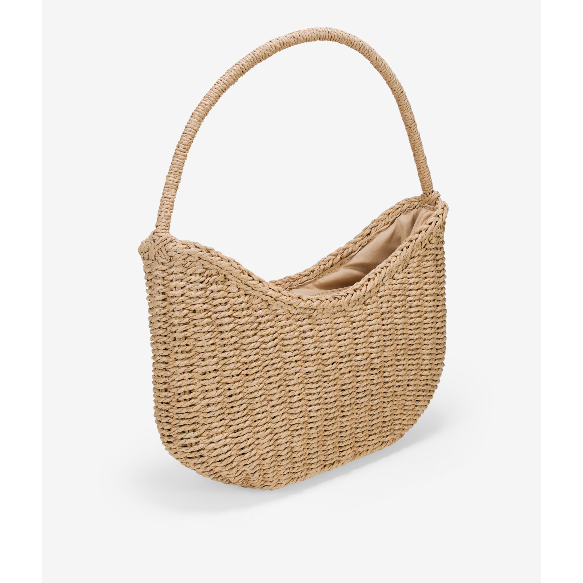 Bolso de hombro tostado en rafia