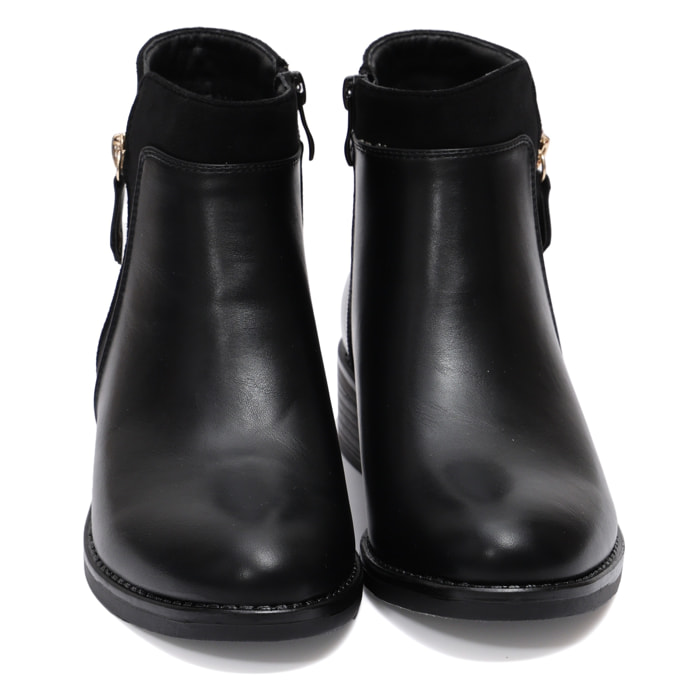 Stivaletti in simil pelle con lampo dorata