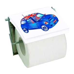 Porte Rouleau Papier Wc Mural MDF & Inox Voiture Bleu MSV