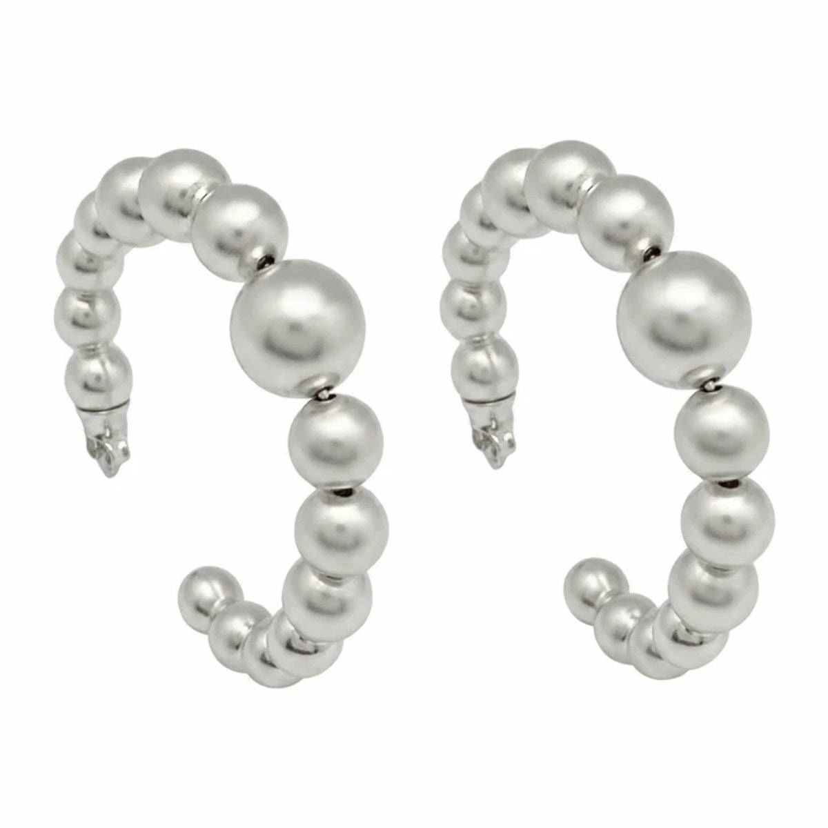 Pendiente de aro con bolas plata 10µ CBS