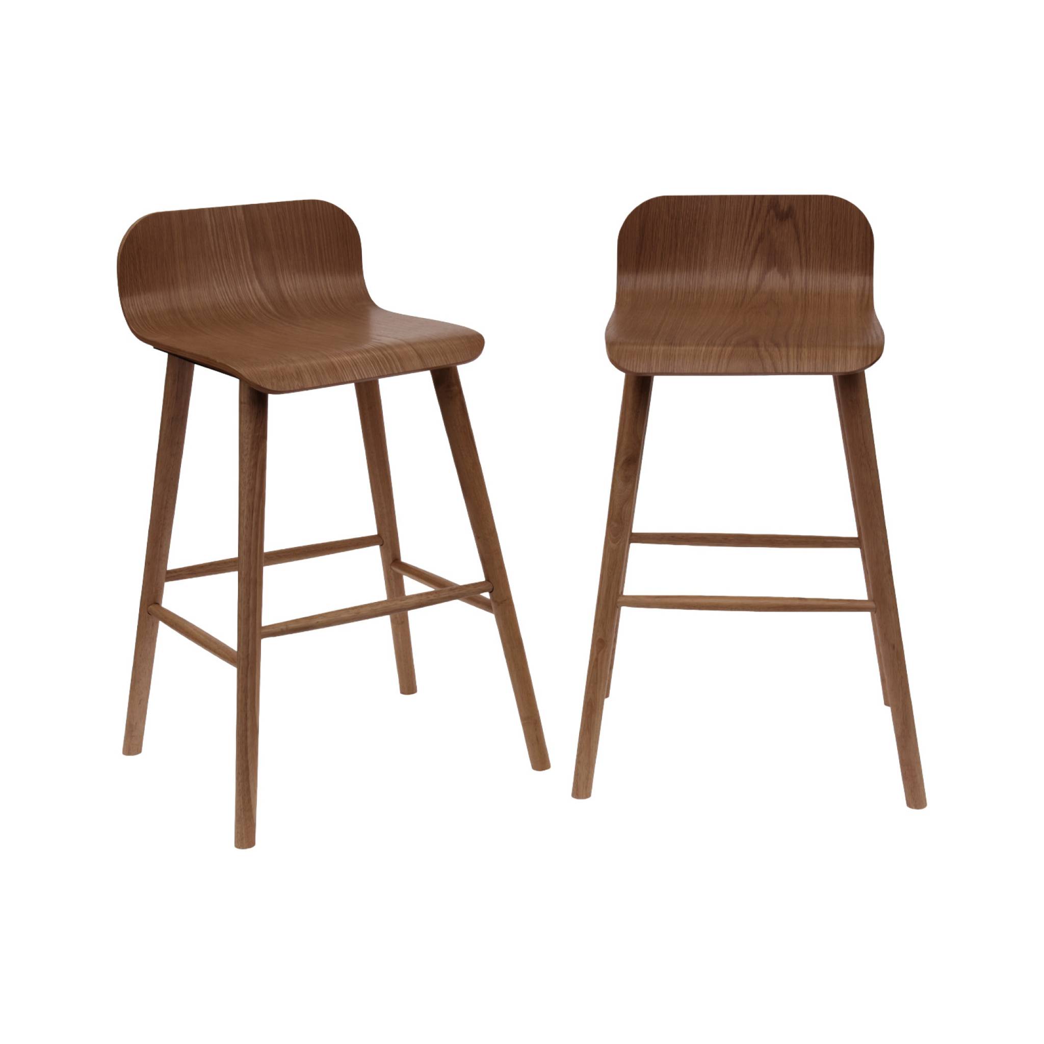 Tabouret de bar scandinave bois d'hévéa 67,5cm (lot de 2) CASSIA