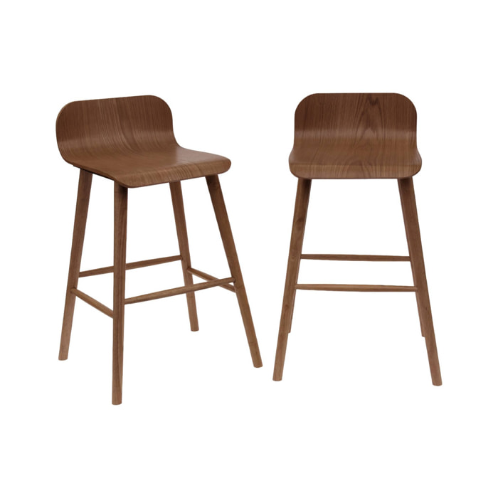 Tabouret de bar scandinave bois d'hévéa 67,5cm (lot de 2) CASSIA