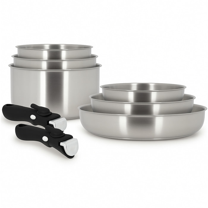 Batterie de cuisine 8 pièces en acier inoxydable - tous feux IRIS
