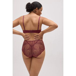 Mutandine a vita alta in pizzo granato