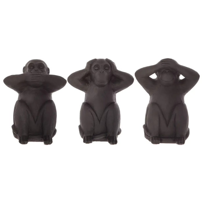 Lot de 3 singes Sagesse H.23cm résine