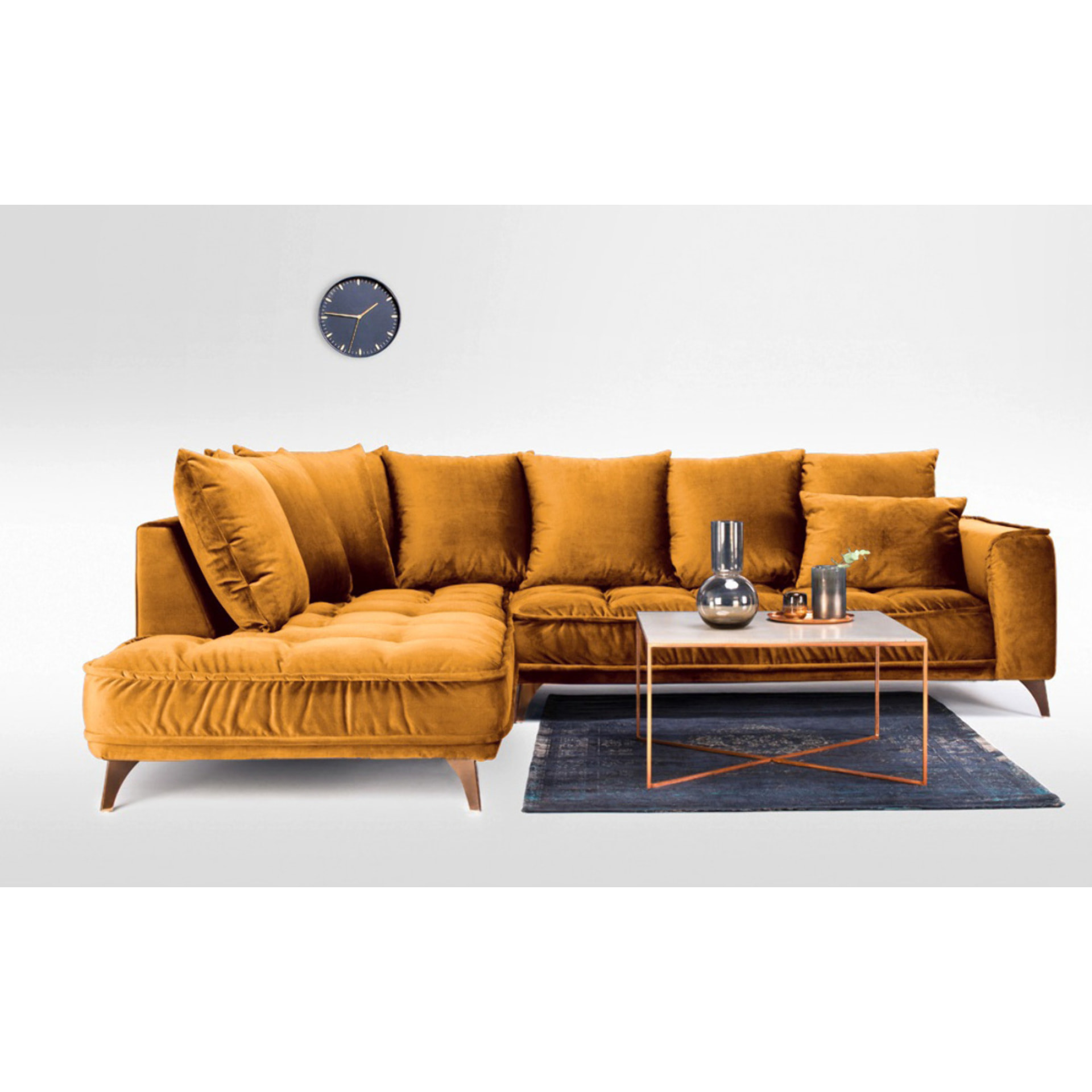 Canapé d'Angle Gauche Velours Altamo, 4 Places, Housse Déhoussable, Style Scandinave