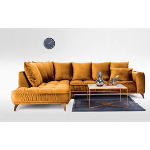 Canapé d'Angle Gauche Velours Altamo, 4 Places, Housse Déhoussable, Style Scandinave