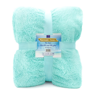 Plaid imitation "Lapin" - Cocoon Aqua - 610g/m²