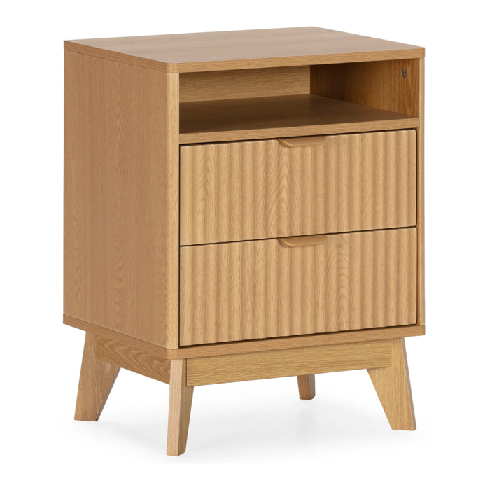 Mesita de noche Oporto 2 cajones 1 hueco efecto Roble