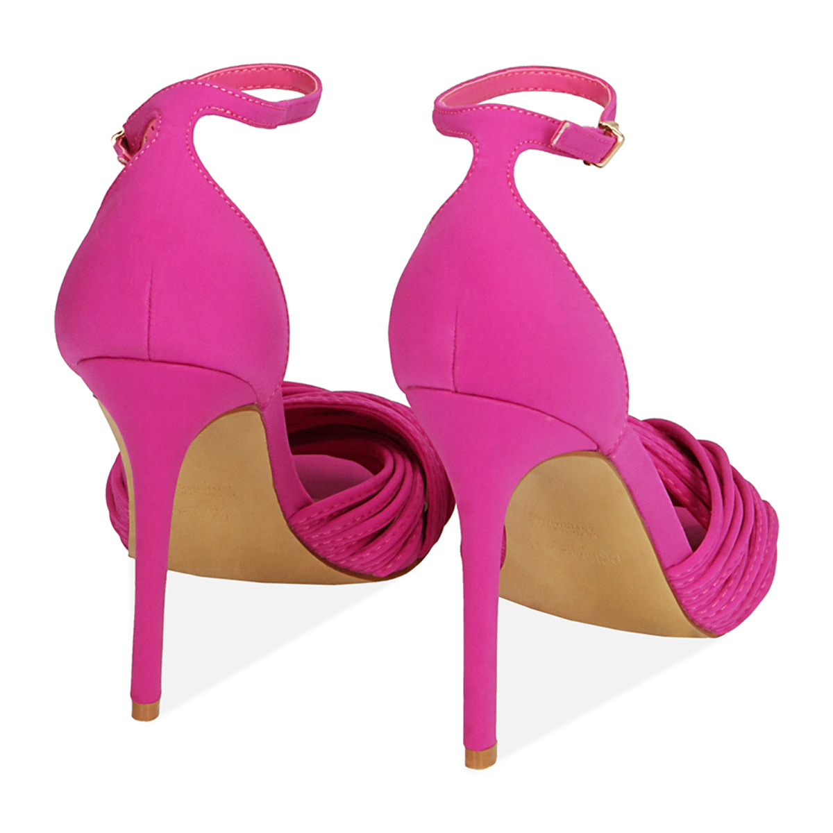 Sandalias fucsia en lycra, tacón 10,5 cm.