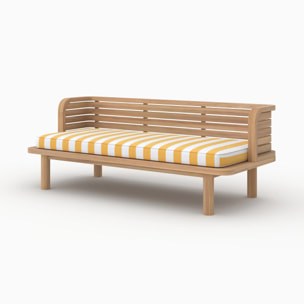 Salon de jardin 3 places en bois de teck et tissu rayé jaune - Kilda