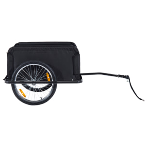 Remorque de transport velo cargo pliable charge max.60kg avec 4 reflecteurs et housse amovible rouge noir