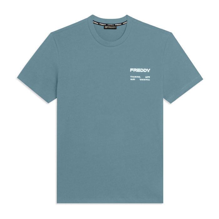 T-shirt in cotone con logo effetto gommato