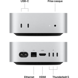 Ordinateur Apple MAC MINI Puce M4 Pro CPU 12 / GPU 16 coeurs Mémoire RAM 24Go Stockage 512Go SSD Argent