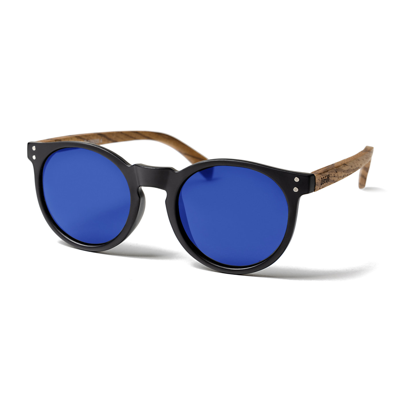 Gafas de sol OCEAN LIZARD WOOD - Madera negro y patillas marrón / Revo azul