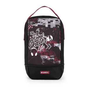 Zapatillero Gabol Rebel negro y granate con rejilla transpirable