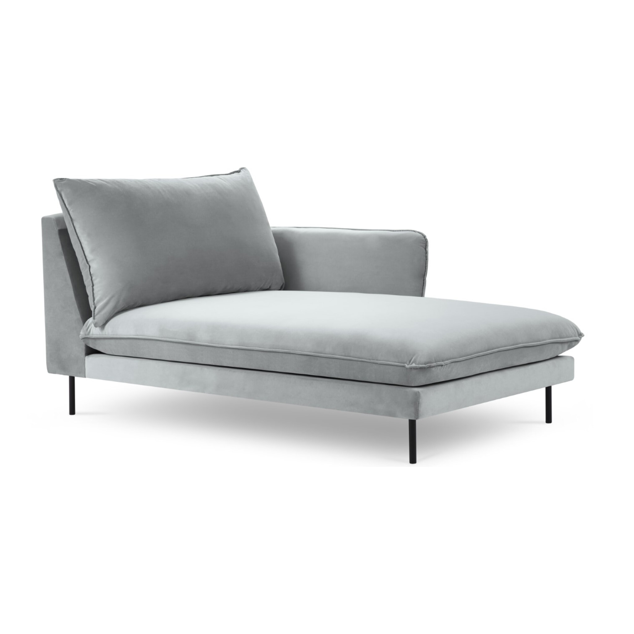 Méridienne droite "Vienna" en velours gris clair