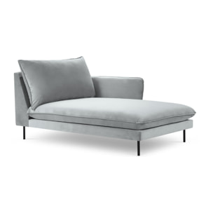 Méridienne droite "Vienna" en velours gris clair