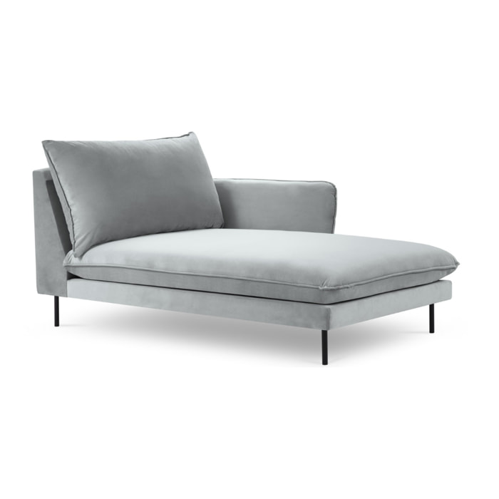 Méridienne droite "Vienna" en velours gris clair