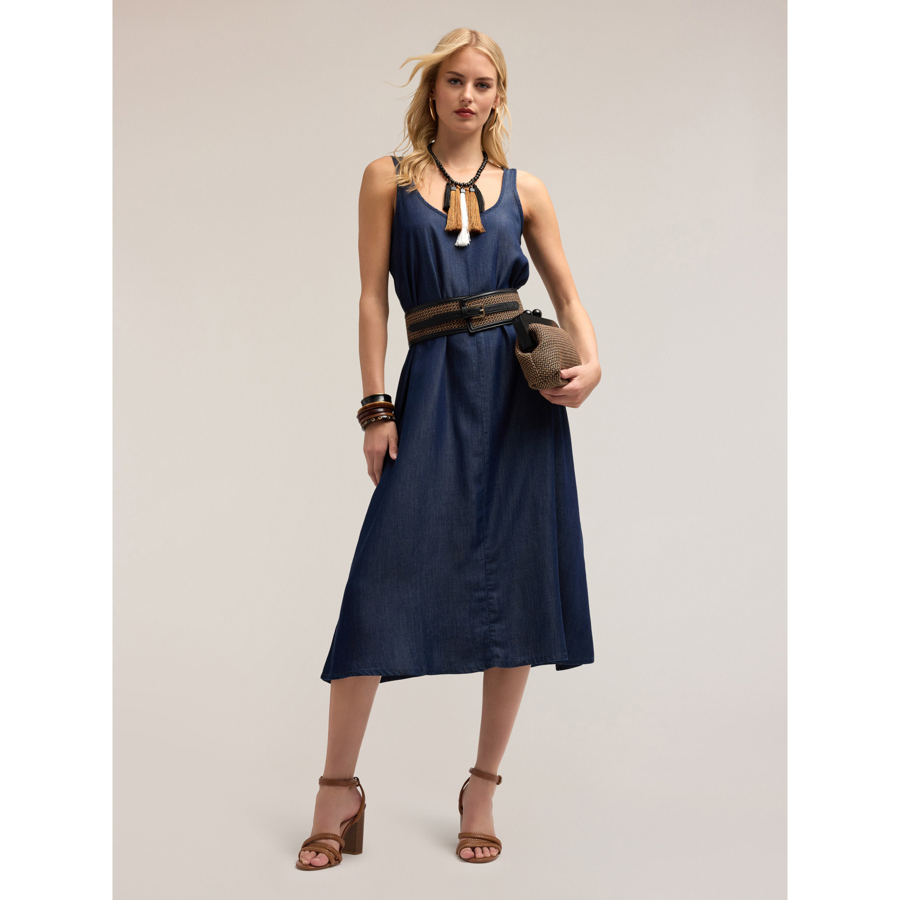 Motivi - Vestido largo en TENCEL™ - Azul
